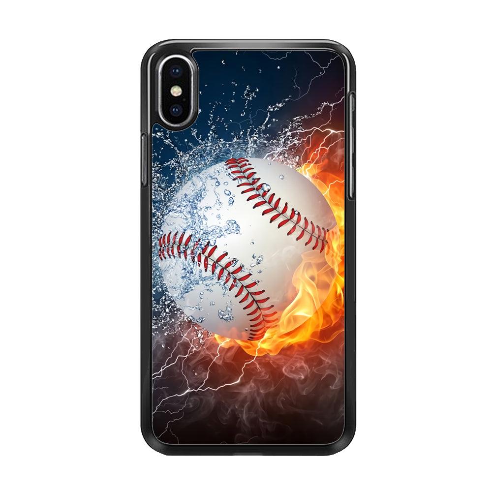 Baseball Ball Cool Art iPhone Xs Max Case-Rubber / Black (2D Case)-Xtracase