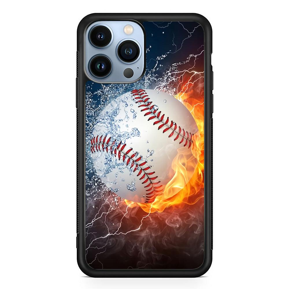 Baseball Ball Cool Art iPhone 13 Pro Max Case-Rubber / Black (2D Case)-Xtracase