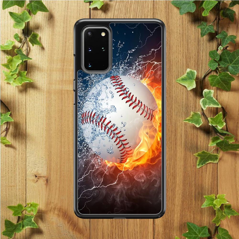 Baseball Ball Cool Art Samsung Galaxy S20 Plus Case-Rubber / Black (2D Case)-Xtracase