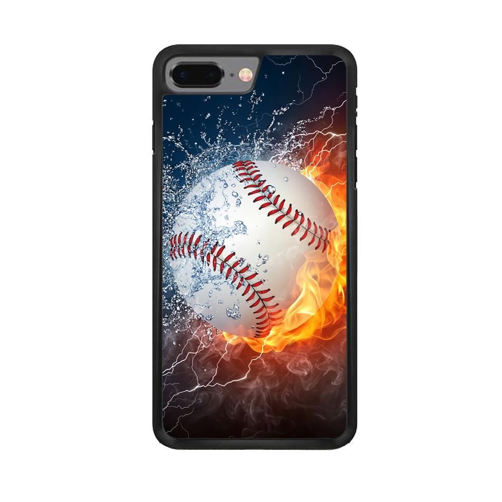 Baseball Ball Cool Art iPhone 7 Plus Case-Rubber / Black (2D Case)-Xtracase