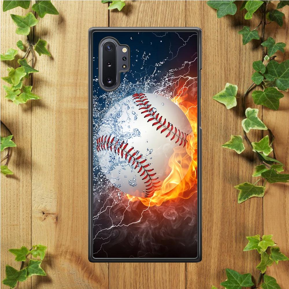 Baseball Ball Cool Art Samsung Galaxy Note 10 Plus Case-Rubber / Black (2D Case)-Xtracase