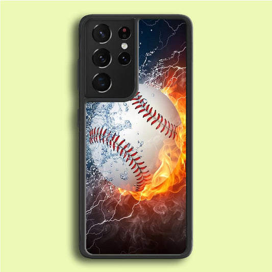 Baseball Ball Cool Art Samsung Galaxy S21 Ultra Case-Rubber / Black (2D Case)-Xtracase