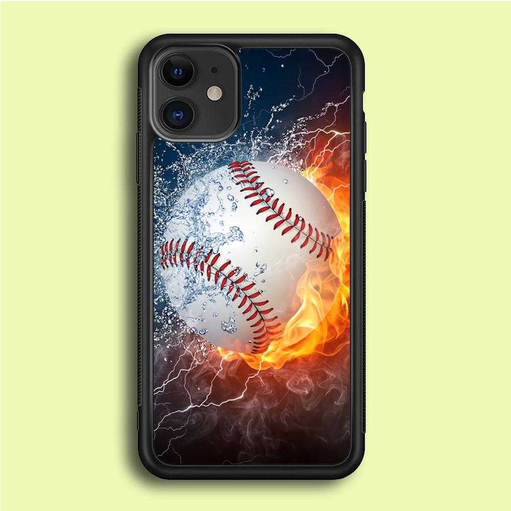 Baseball Ball Cool Art iPhone 12 Case-Rubber / Black (2D Case)-Xtracase
