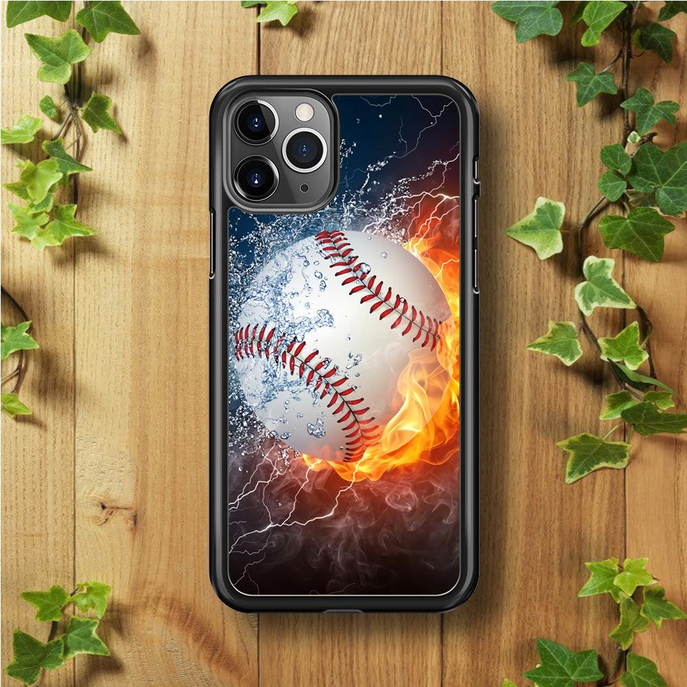 Baseball Ball Cool Art iPhone 11 Pro Max Case-Rubber / Black (2D Case)-Xtracase