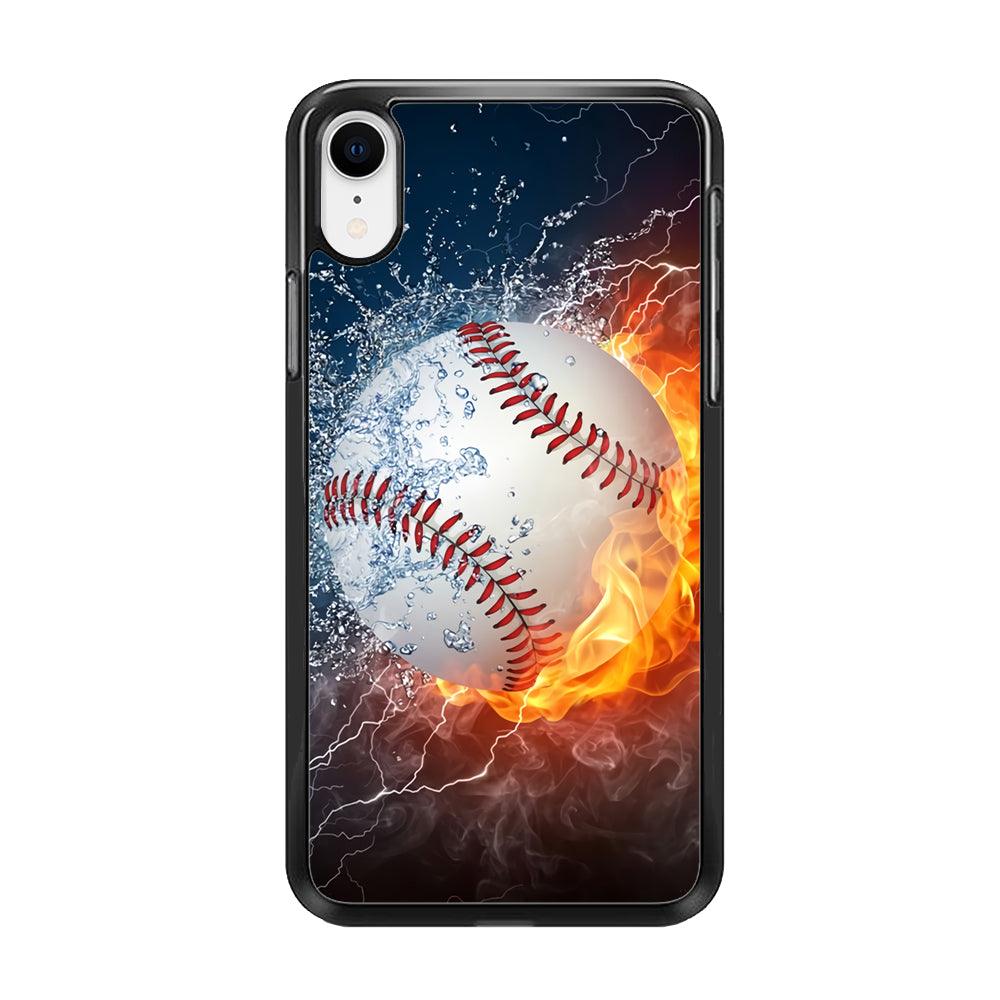 Baseball Ball Cool Art iPhone XR Case-Rubber / Black (2D Case)-Xtracase