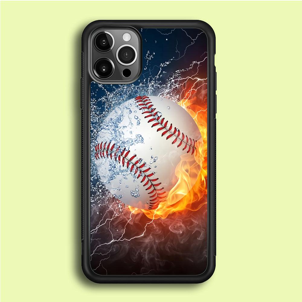 Baseball Ball Cool Art iPhone 12 Pro Max Case-Rubber / Black (2D Case)-Xtracase