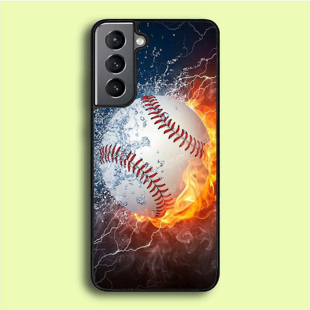 Baseball Ball Cool Art Samsung Galaxy S21 Plus Case-Rubber / White (2D Case)-Xtracase