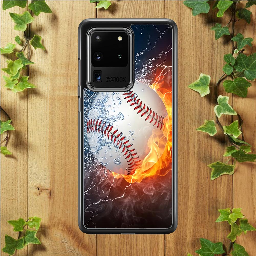 Baseball Ball Cool Art Samsung Galaxy S20 Ultra Case-Rubber / White (2D Case)-Xtracase