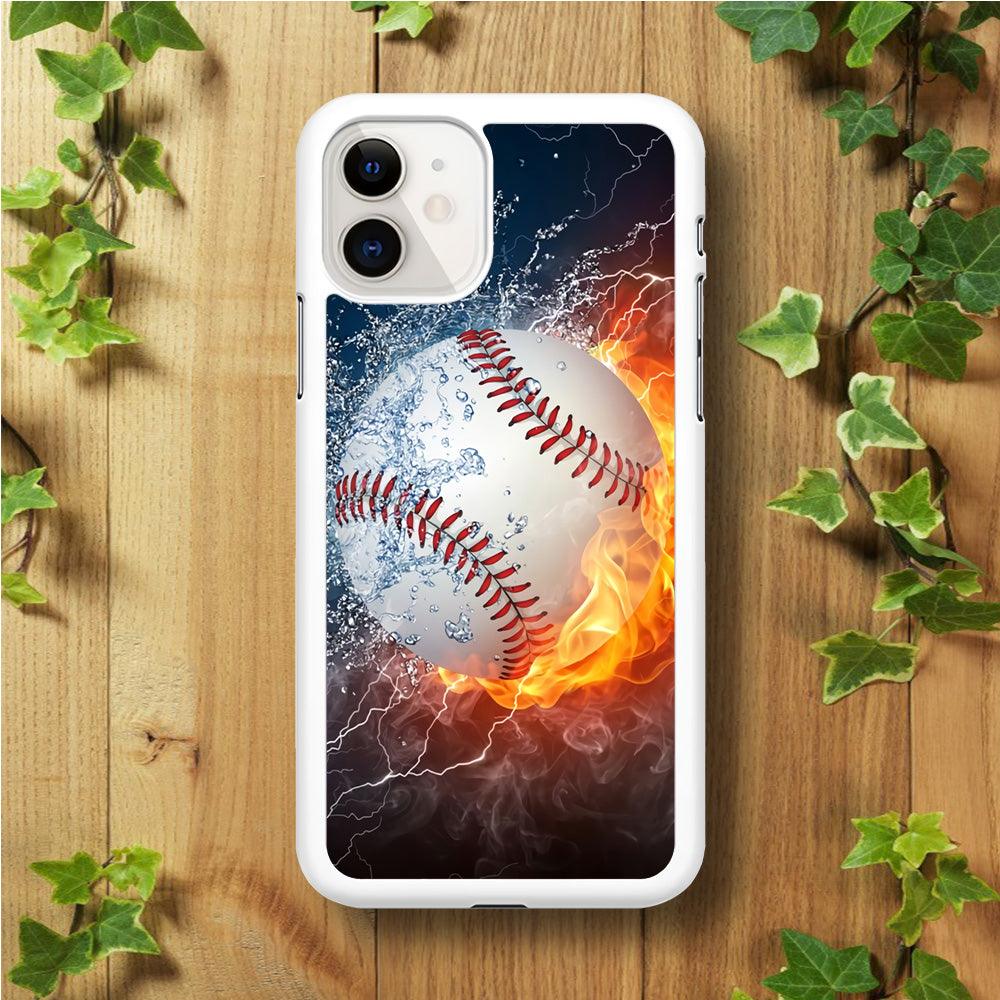 Baseball Ball Cool Art iPhone 11 Case-Rubber / White (2D Case)-Xtracase