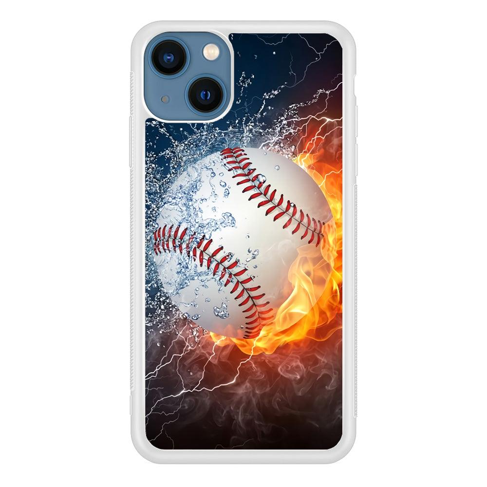Baseball Ball Cool Art iPhone 13 Mini Case-Rubber / White (2D Case)-Xtracase