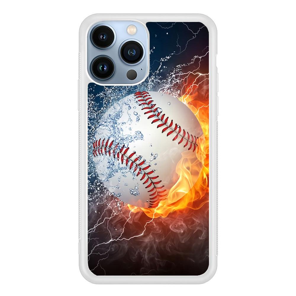 Baseball Ball Cool Art iPhone 13 Pro Max Case-Rubber / White (2D Case)-Xtracase