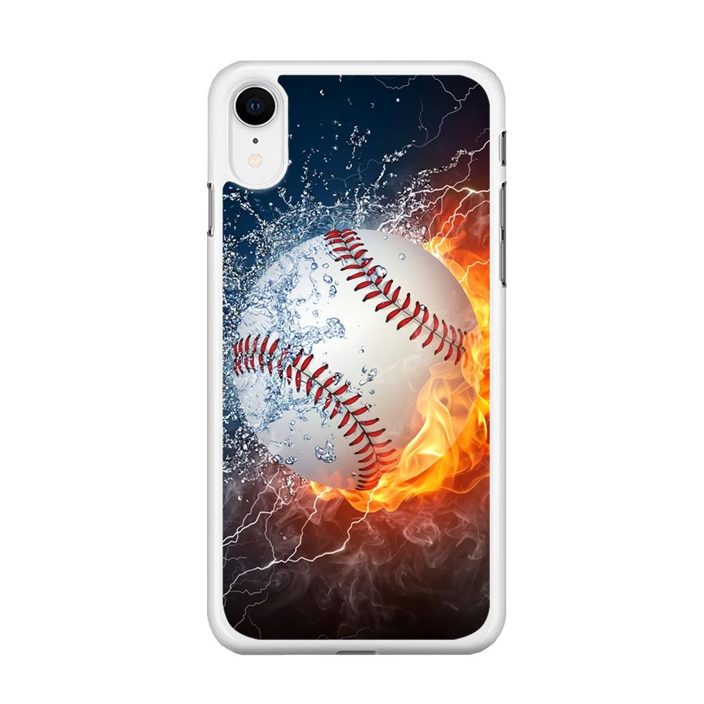 Baseball Ball Cool Art iPhone XR Case-Rubber / White (2D Case)-Xtracase