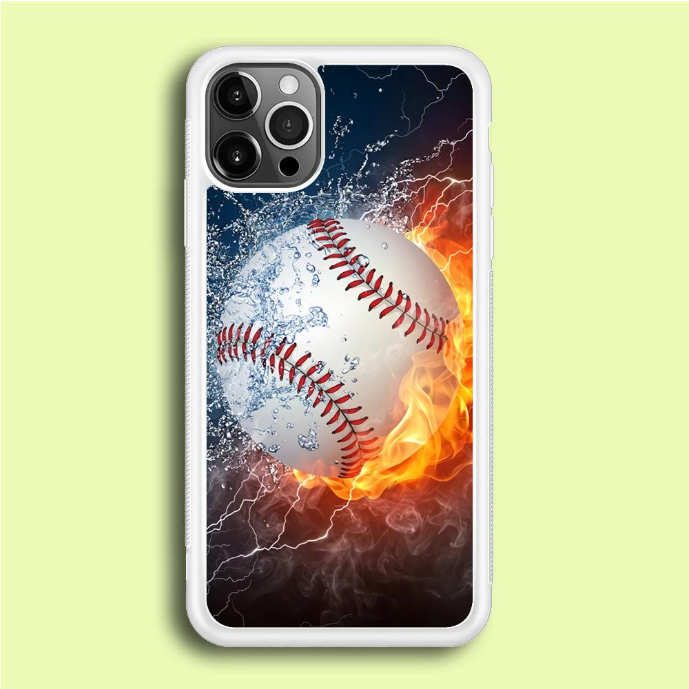 Baseball Ball Cool Art iPhone 12 Pro Case-Rubber / White (2D Case)-Xtracase