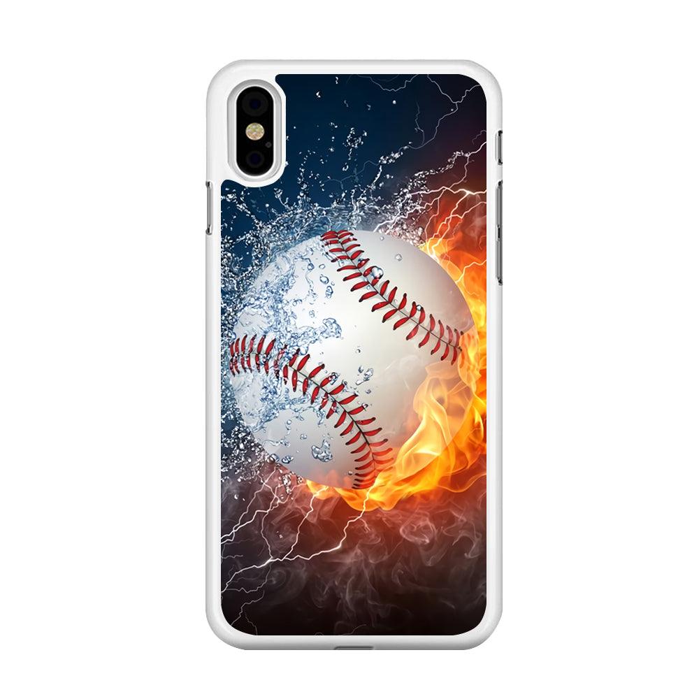 Baseball Ball Cool Art iPhone Xs Max Case-Rubber / White (2D Case)-Xtracase