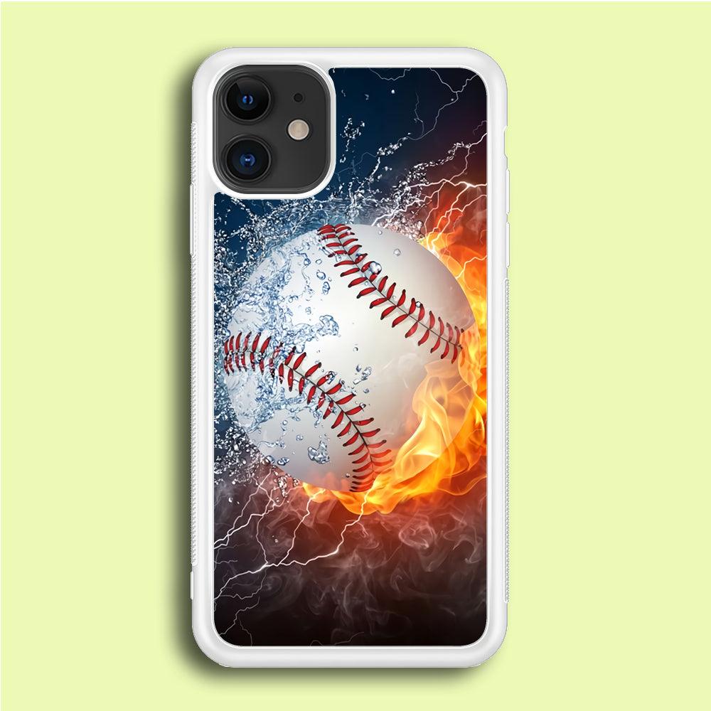 Baseball Ball Cool Art iPhone 12 Case-Rubber / White (2D Case)-Xtracase