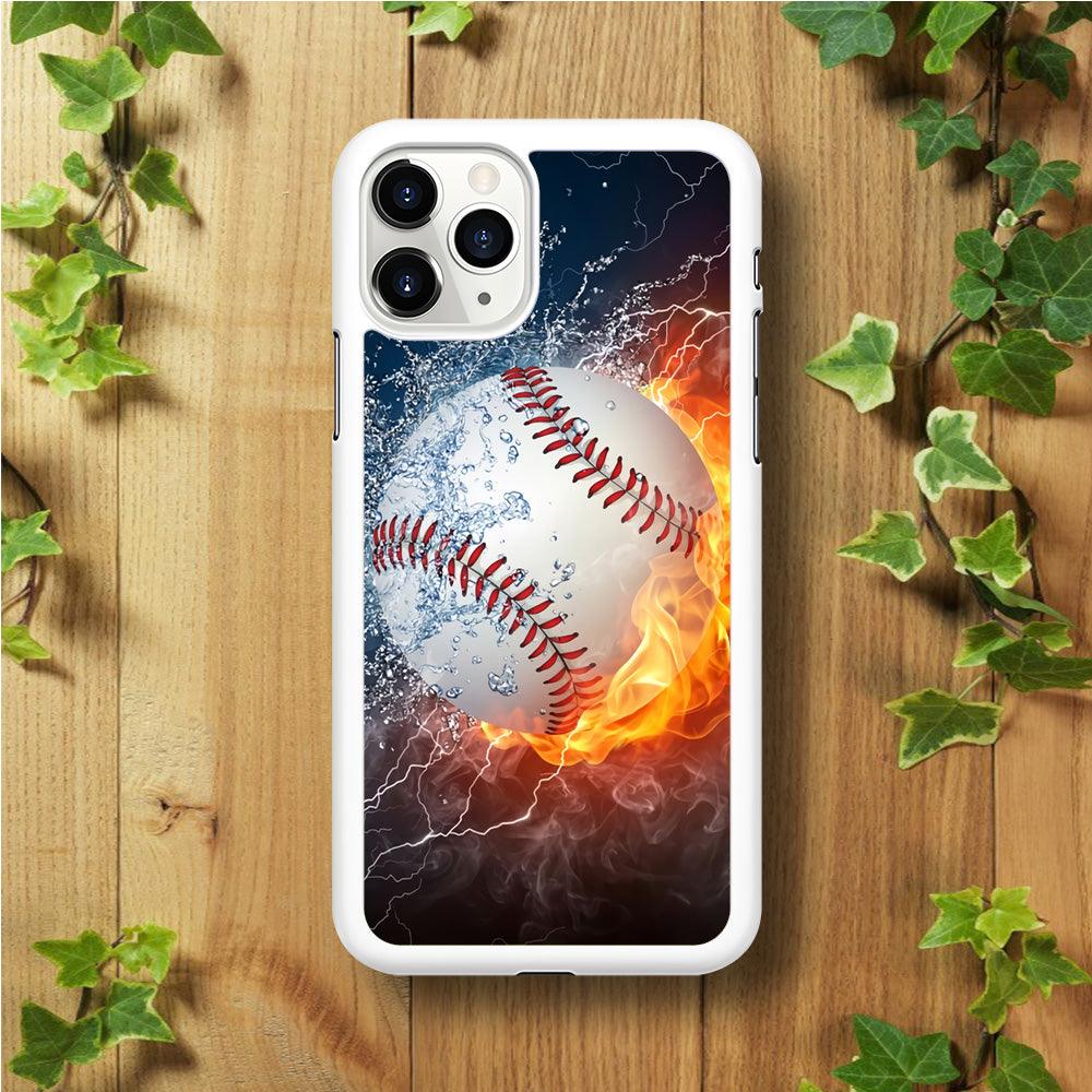 Baseball Ball Cool Art iPhone 11 Pro Max Case-Rubber / White (2D Case)-Xtracase