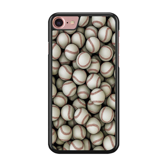 Baseball Ball Pattern iPhone SE 2020 Case-Rubber / Black (2D Case)-Xtracase