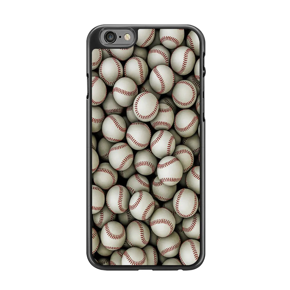 Baseball Ball Pattern iPhone 6 Plus | 6s Plus Case-Rubber / Black (2D Case)-Xtracase