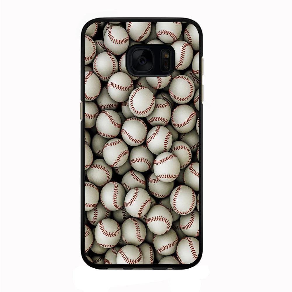Baseball Ball Pattern Samsung Galaxy S7 Edge Case-Rubber / Black (2D Case)-Xtracase