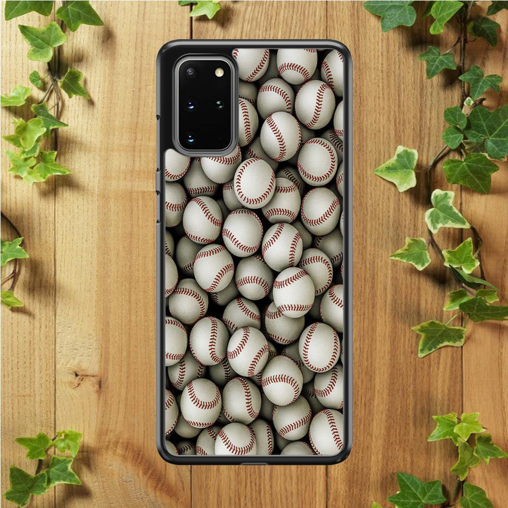 Baseball Ball Pattern Samsung Galaxy S20 Plus Case-Rubber / White (2D Case)-Xtracase