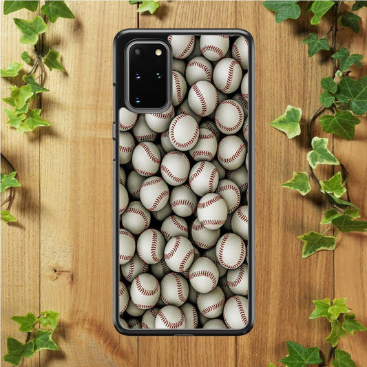 Baseball Ball Pattern Samsung Galaxy S20 Plus Case-Rubber / White (2D Case)-Xtracase