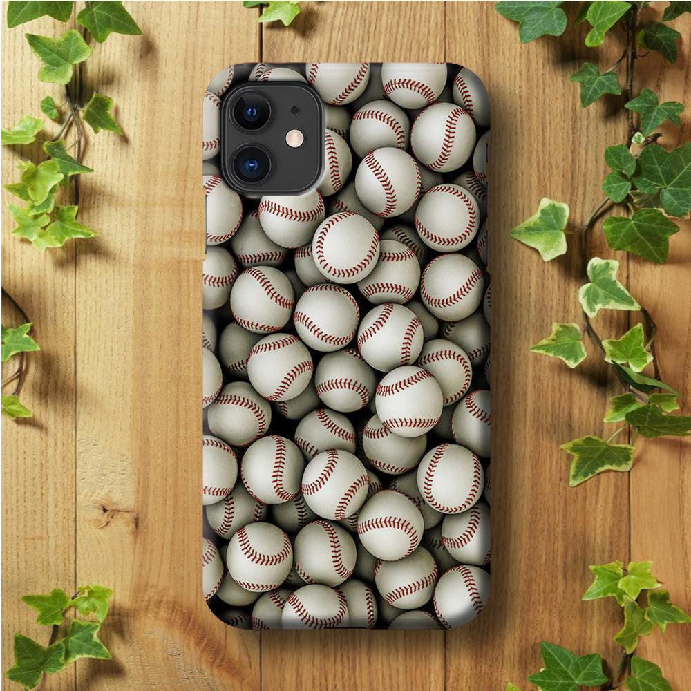 Baseball Ball Pattern iPhone 11 Case-Plastic / Full Wrap (3D Case)-Xtracase