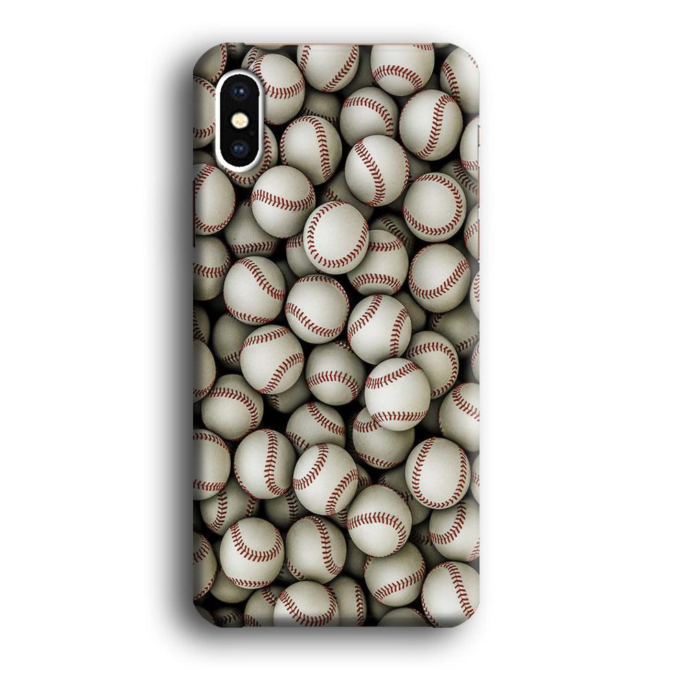 Baseball Ball Pattern iPhone Xs Max Case-Plastic / Full Wrap (3D Case)-Xtracase