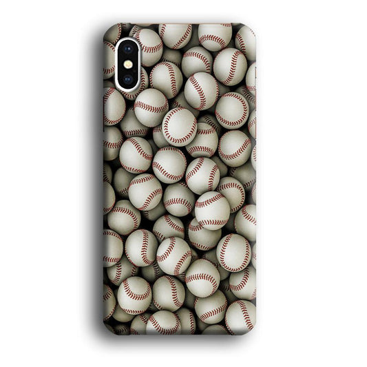 Baseball Ball Pattern iPhone Xs Case-Plastic / Full Wrap (3D Case)-Xtracase