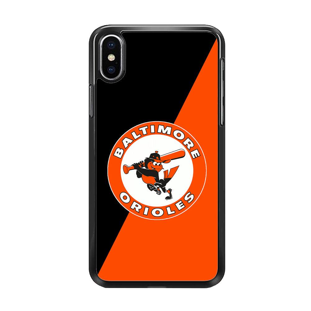 Baseball Baltimore Orioles MLB 001 iPhone Xs Case-Rubber / Black (2D Case)-Xtracase