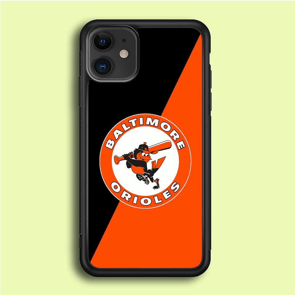 Baseball Baltimore Orioles MLB 001 iPhone 12 Case-Rubber / Black (2D Case)-Xtracase