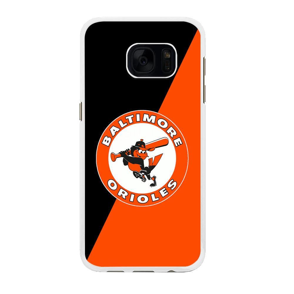 Baseball Baltimore Orioles MLB 001 Samsung Galaxy S7 Edge Case-Rubber / White (2D Case)-Xtracase