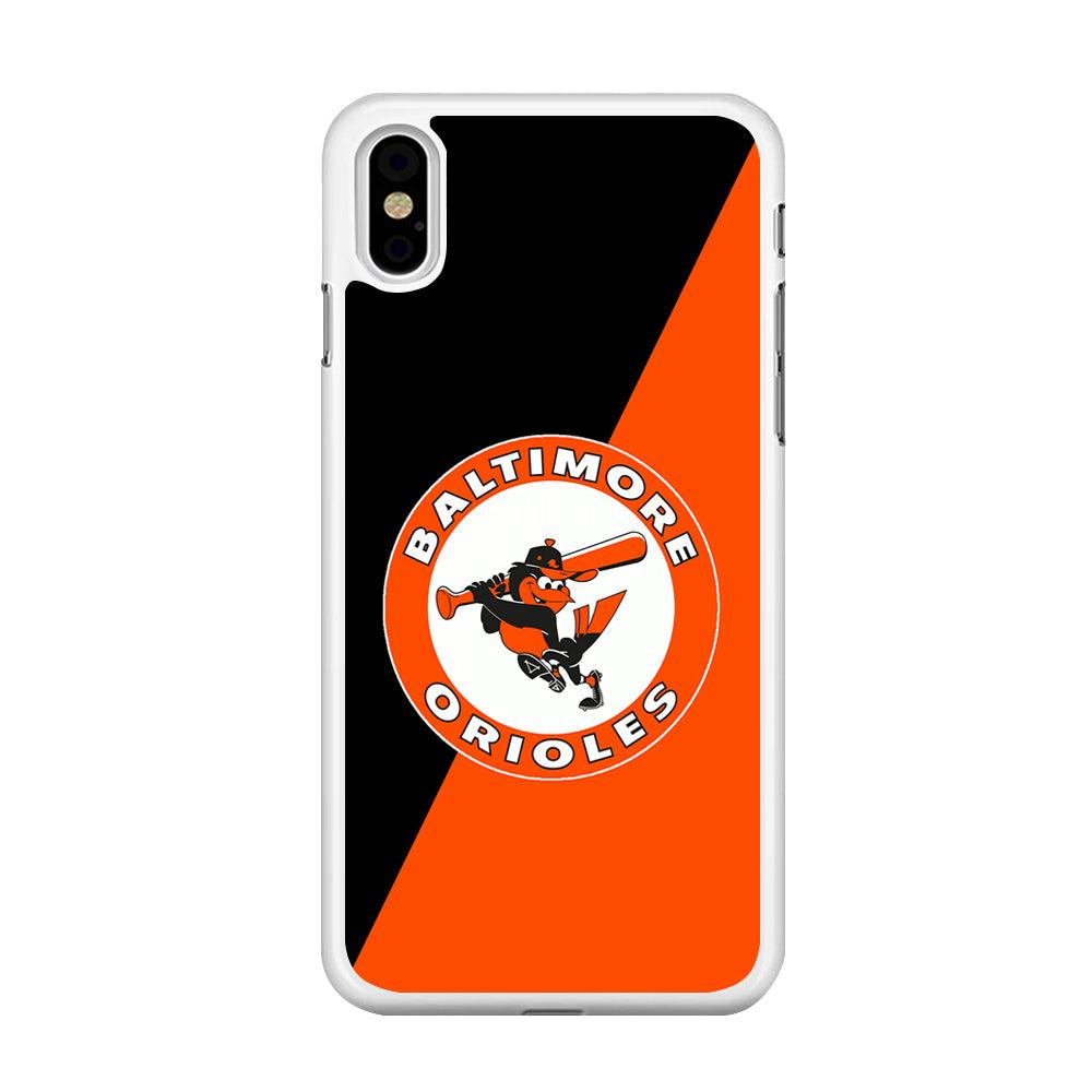 Baseball Baltimore Orioles MLB 001 iPhone X Case-Rubber / White (2D Case)-Xtracase