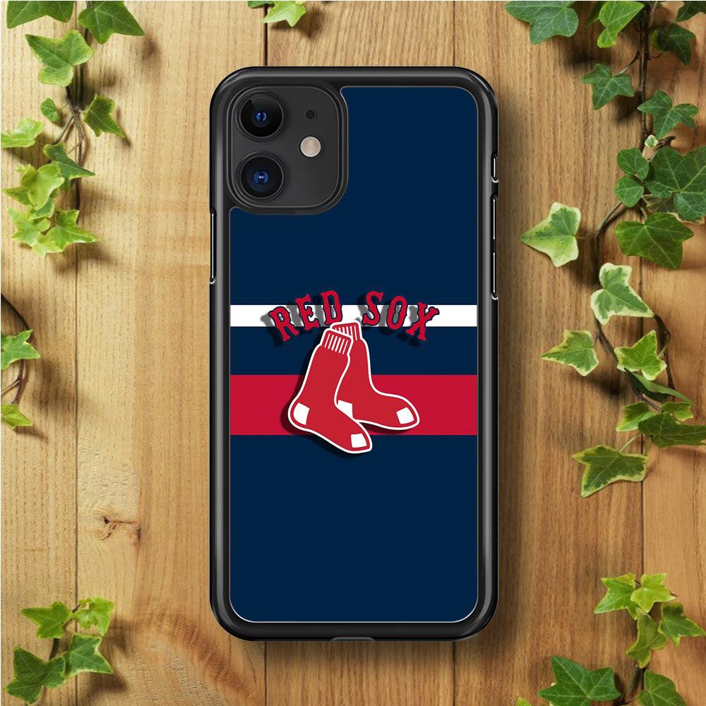 Baseball Boston Red Sox MLB 001 iPhone 11 Case-Rubber / Black (2D Case)-Xtracase