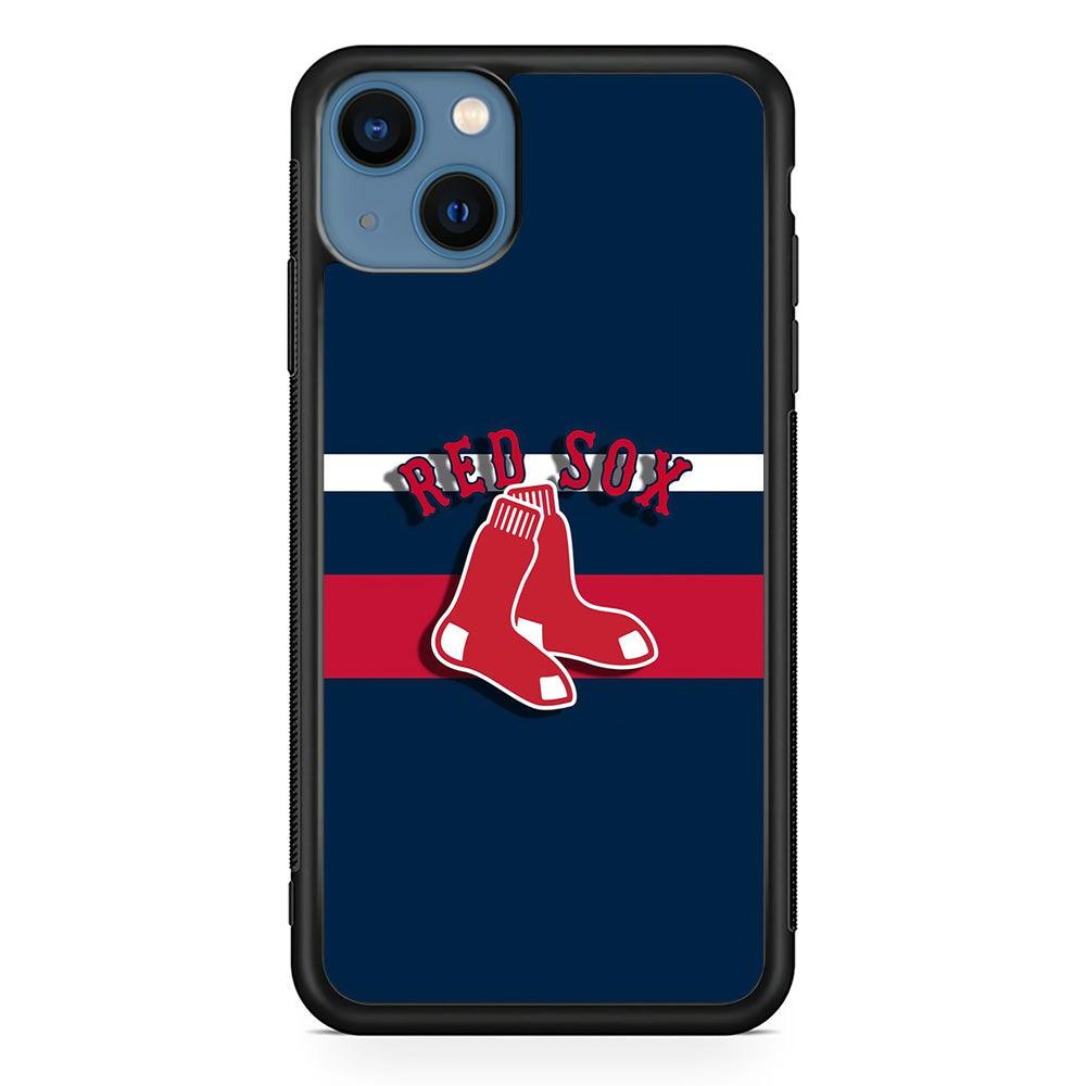 Baseball Boston Red Sox MLB 001 iPhone 13 Case-Rubber / Black (2D Case)-Xtracase