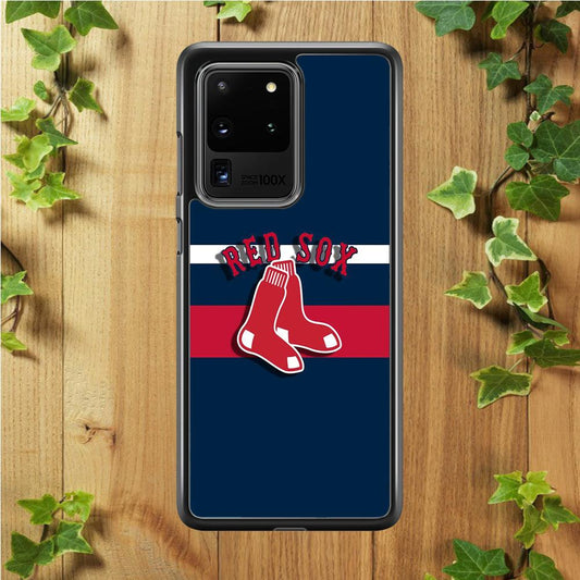 Baseball Boston Red Sox MLB 001 Samsung Galaxy S20 Ultra Case-Rubber / White (2D Case)-Xtracase