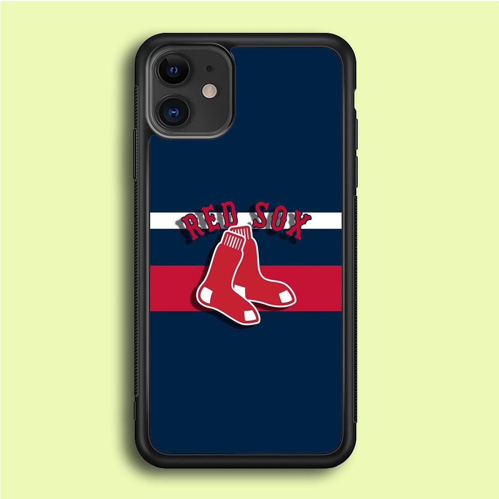 Baseball Boston Red Sox MLB 001 iPhone 12 Case-Rubber / Black (2D Case)-Xtracase
