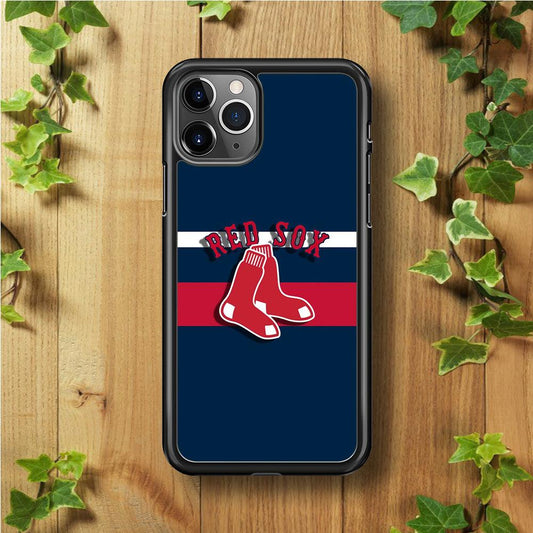 Baseball Boston Red Sox MLB 001 iPhone 11 Pro Max Case-Rubber / Black (2D Case)-Xtracase