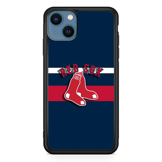 Baseball Boston Red Sox MLB 001 iPhone 13 Mini Case-Rubber / Black (2D Case)-Xtracase
