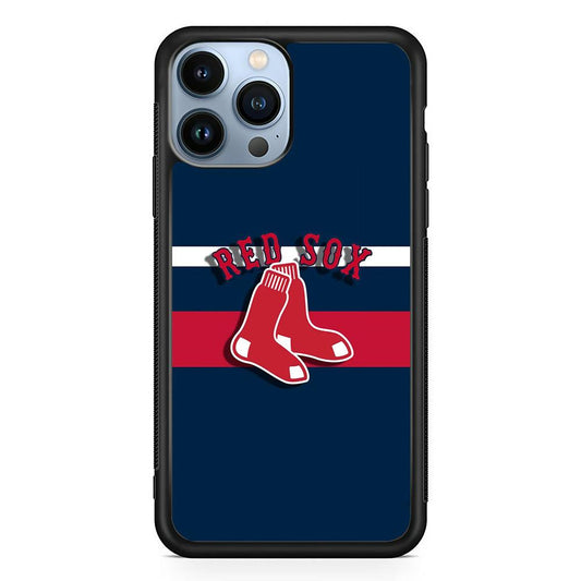 Baseball Boston Red Sox MLB 001 iPhone 13 Pro Max Case-Rubber / Black (2D Case)-Xtracase