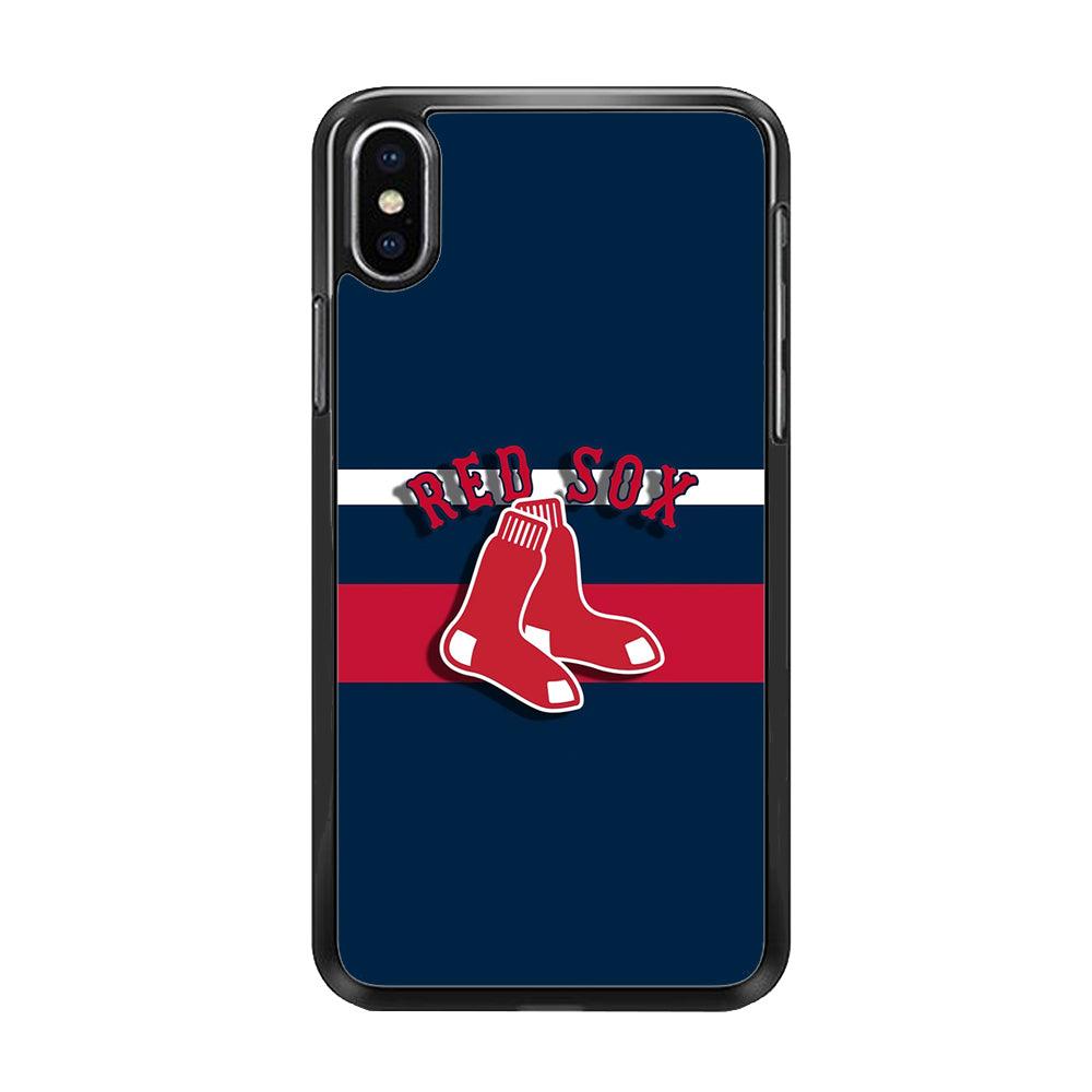 Baseball Boston Red Sox MLB 001 iPhone Xs Max Case-Rubber / Black (2D Case)-Xtracase