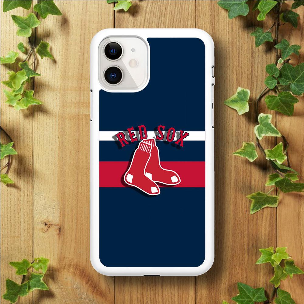 Baseball Boston Red Sox MLB 001 iPhone 11 Case-Rubber / White (2D Case)-Xtracase