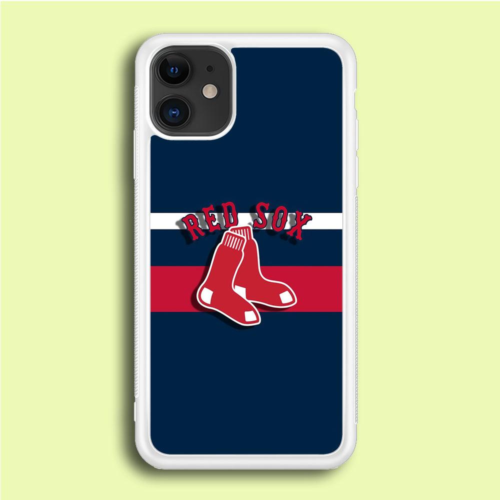 Baseball Boston Red Sox MLB 001 iPhone 12 Case-Rubber / White (2D Case)-Xtracase