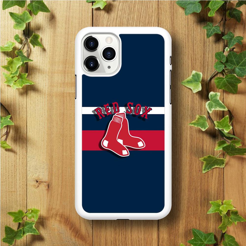 Baseball Boston Red Sox MLB 001 iPhone 11 Pro Max Case-Rubber / White (2D Case)-Xtracase