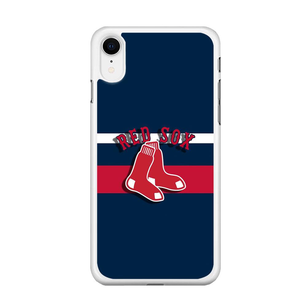 Baseball Boston Red Sox MLB 001 iPhone XR Case-Rubber / White (2D Case)-Xtracase