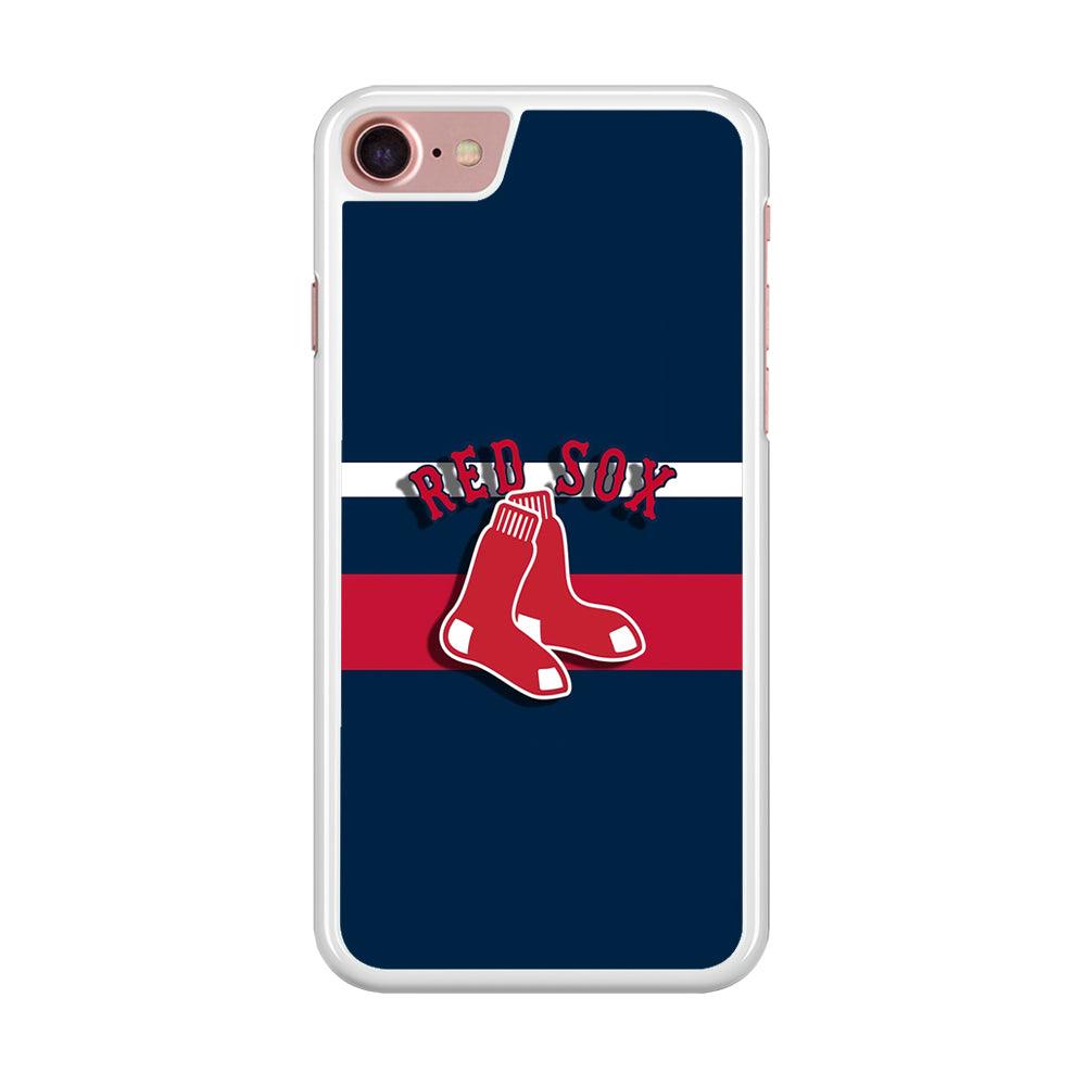 Baseball Boston Red Sox MLB 001 iPhone 7 Case-Rubber / White (2D Case)-Xtracase