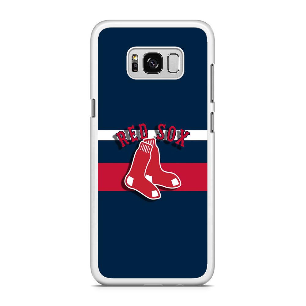 Baseball Boston Red Sox MLB 001 Samsung Galaxy S8 Case-Rubber / White (2D Case)-Xtracase