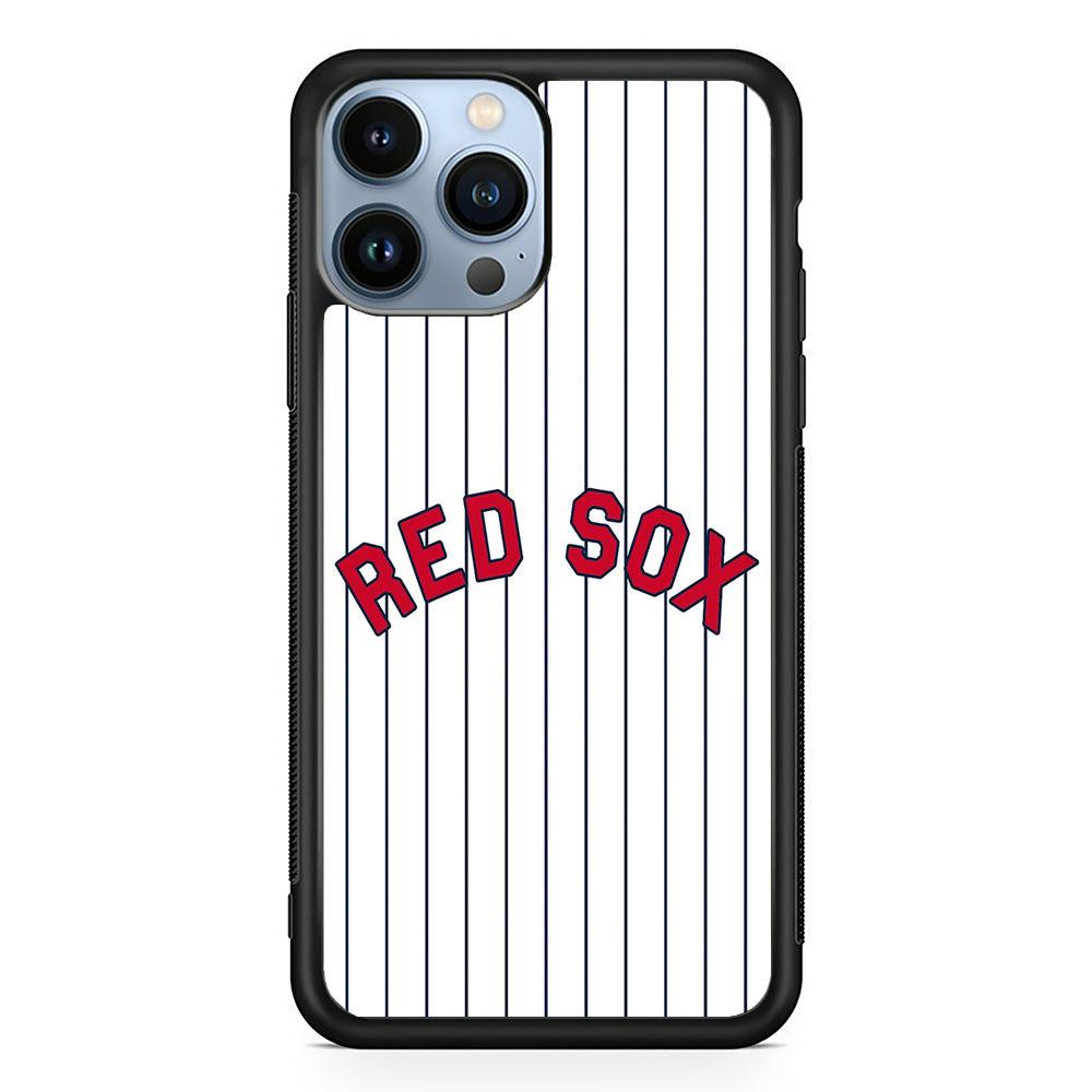 Baseball Boston Red Sox MLB 002 iPhone 13 Pro Case-Rubber / Black (2D Case)-Xtracase