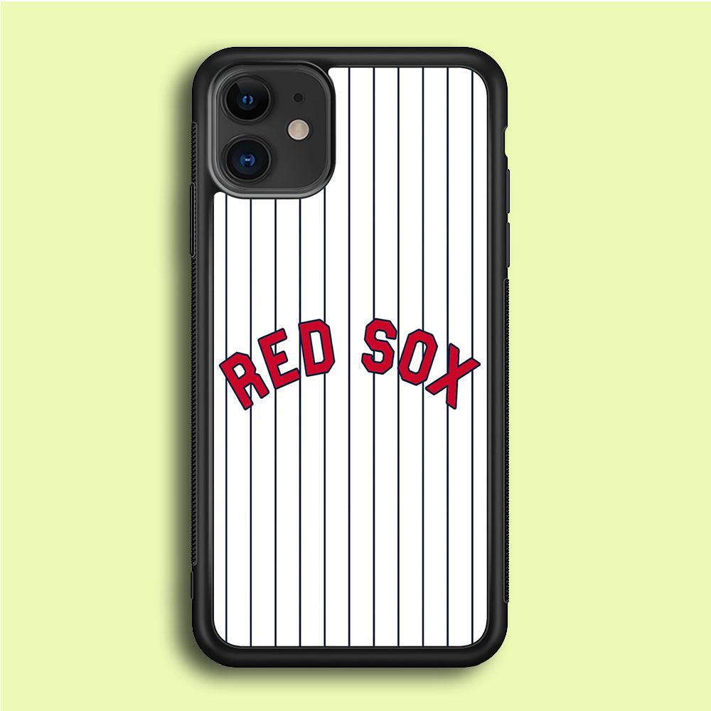 Baseball Boston Red Sox MLB 002 iPhone 12 Case-Rubber / Black (2D Case)-Xtracase