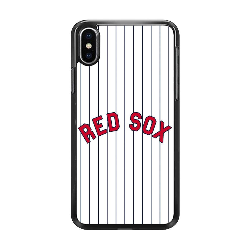 Baseball Boston Red Sox MLB 002 iPhone X Case-Rubber / Black (2D Case)-Xtracase