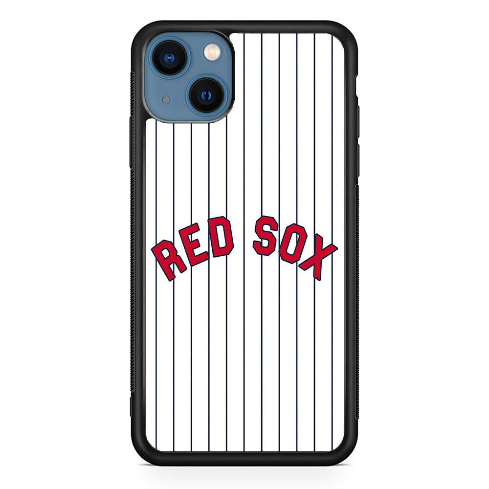Baseball Boston Red Sox MLB 002 iPhone 13 Case-Rubber / Black (2D Case)-Xtracase